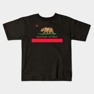 California Republic Surfing Bear State Flag Kids T-Shirt